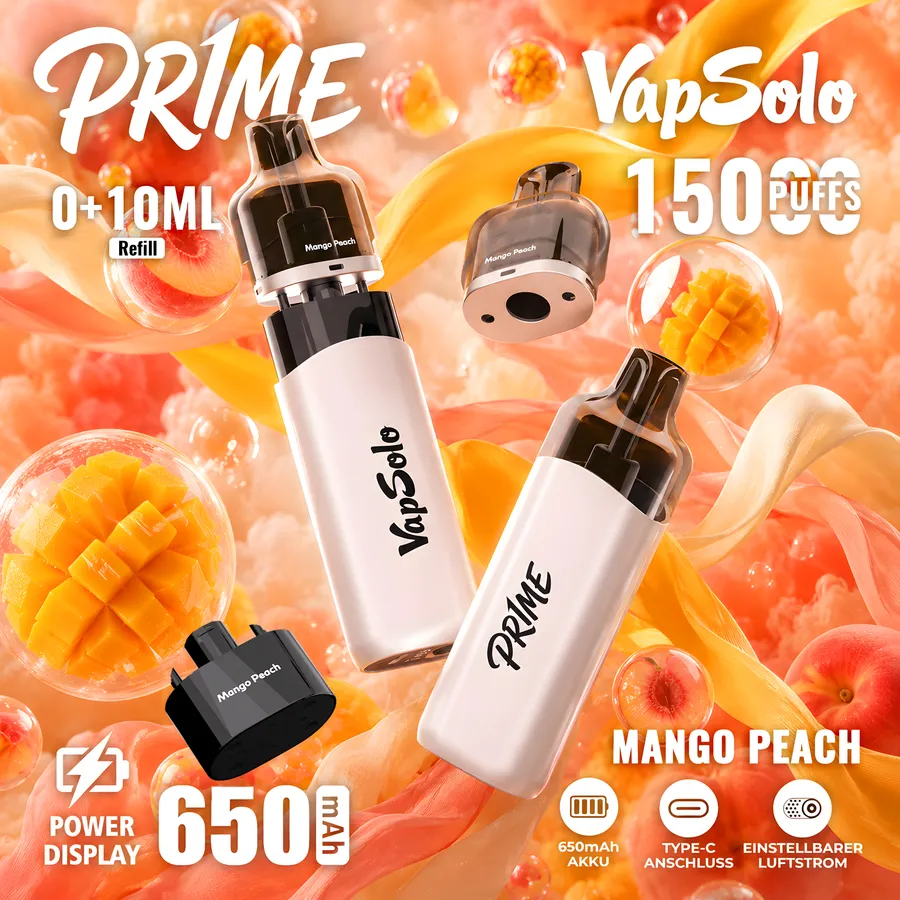 vapsoloprime Pr1me 15K Pod – Mango-Pfirsich