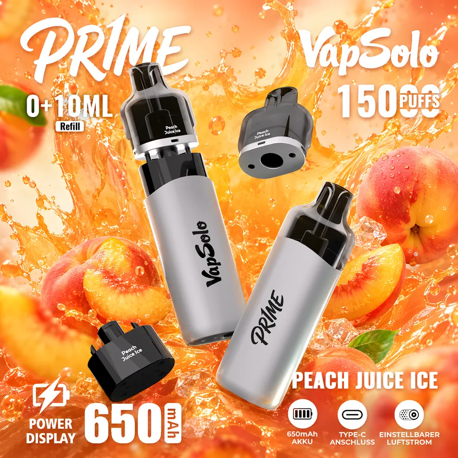 vapsoloprime Pr1me 15K Pod – Pfirsich Ice