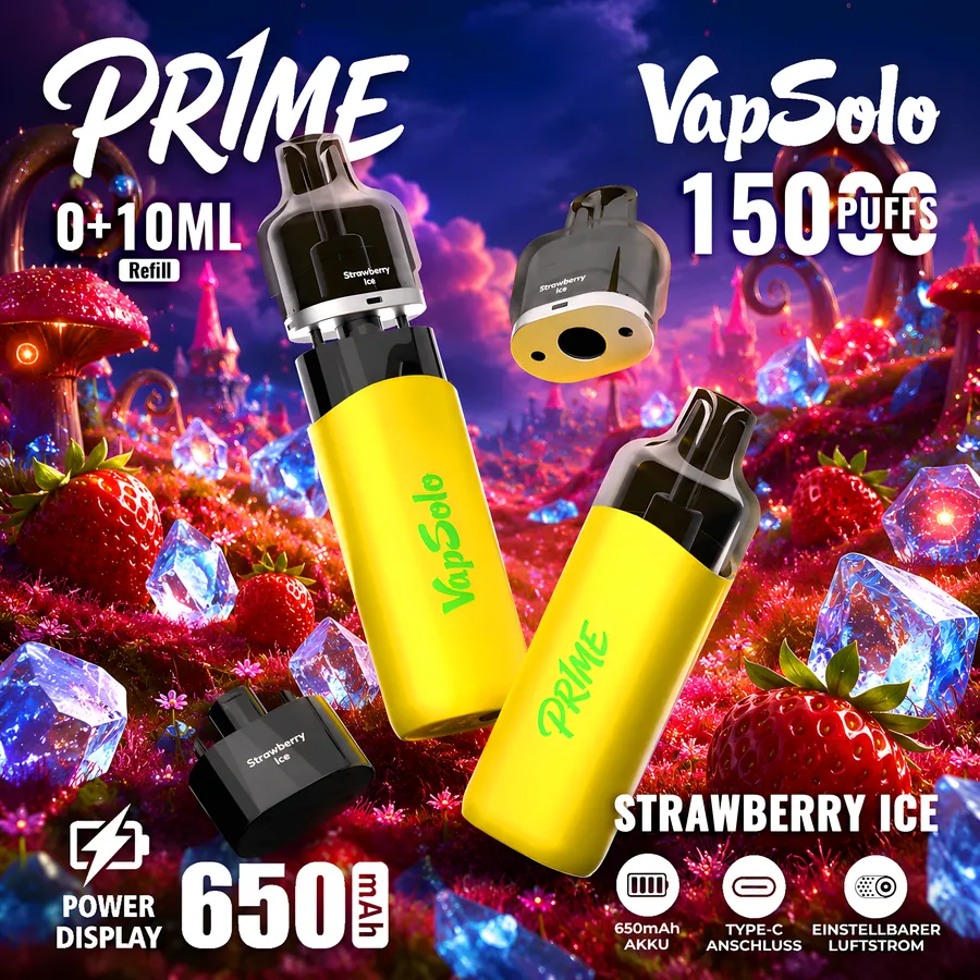 vapsoloprime Pr1me 15K Pod – Erdbeere Ice